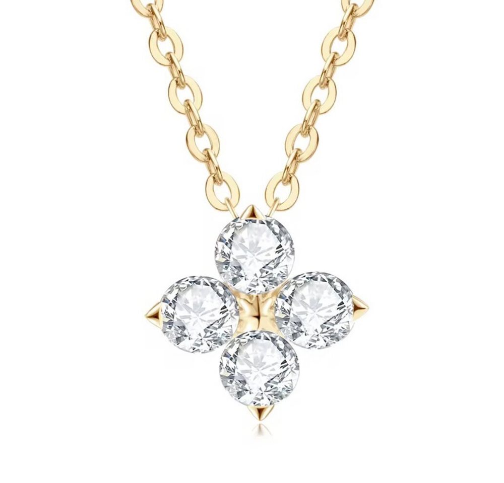 ROUGEMONT Silberkette Moissanit Kleeblatt Halskette 925 Silber 18K Weißgold/Gelbgold, Echtschmuck mit Echtheitszertifikat ROUGEMONT Silberkette Moissanit Kleeblatt Halskette 925 Silber 18K Weißgold/Gelbgold, Echtschmuck mit Echtheitszertifikat von ROUGEMONT