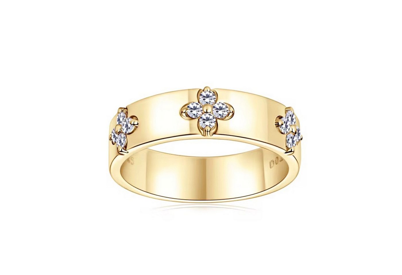 ROUGEMONT Silberring Extravaganter Kleeblatt Glücksbringer Ring Moisssanit VVS, Moissanit von ROUGEMONT