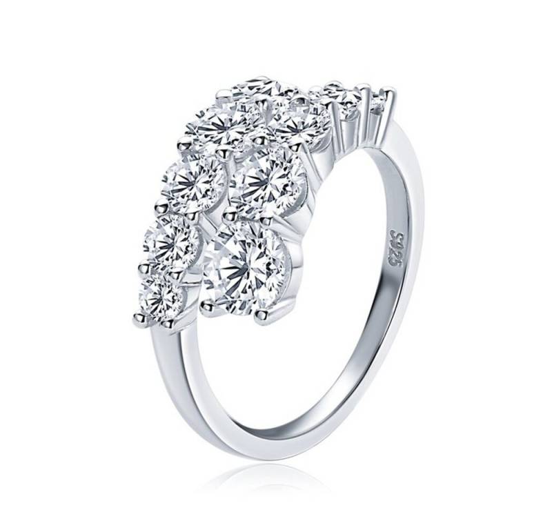 ROUGEMONT Silberring Extravaganter Moissanit Eternity Doppel-Ring 925 Silber Damen Ring, Echtschmuck von ROUGEMONT