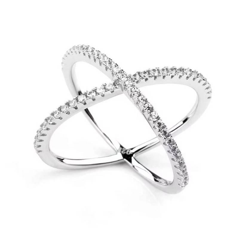 ROUGEMONT Silberring Funkelnder Damen Eternity Ring 925 Silber 18K Gold von ROUGEMONT