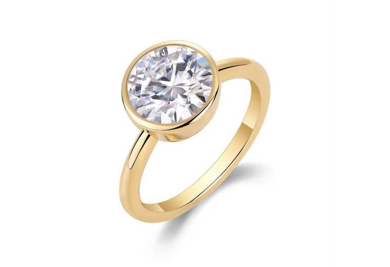 ROUGEMONT Silberring Funkelnder Moissanit Ring 18K Gold 925 Sterling Silber 9,0mm 3,0ct, Echtschmuck mit Echtheitszertifikat von ROUGEMONT