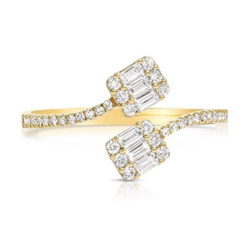 ROUGEMONT Silberring Glamouröser Baguette Damen Ring 925 Silber 18 K Gold Verlobung, Echtschmuck von ROUGEMONT