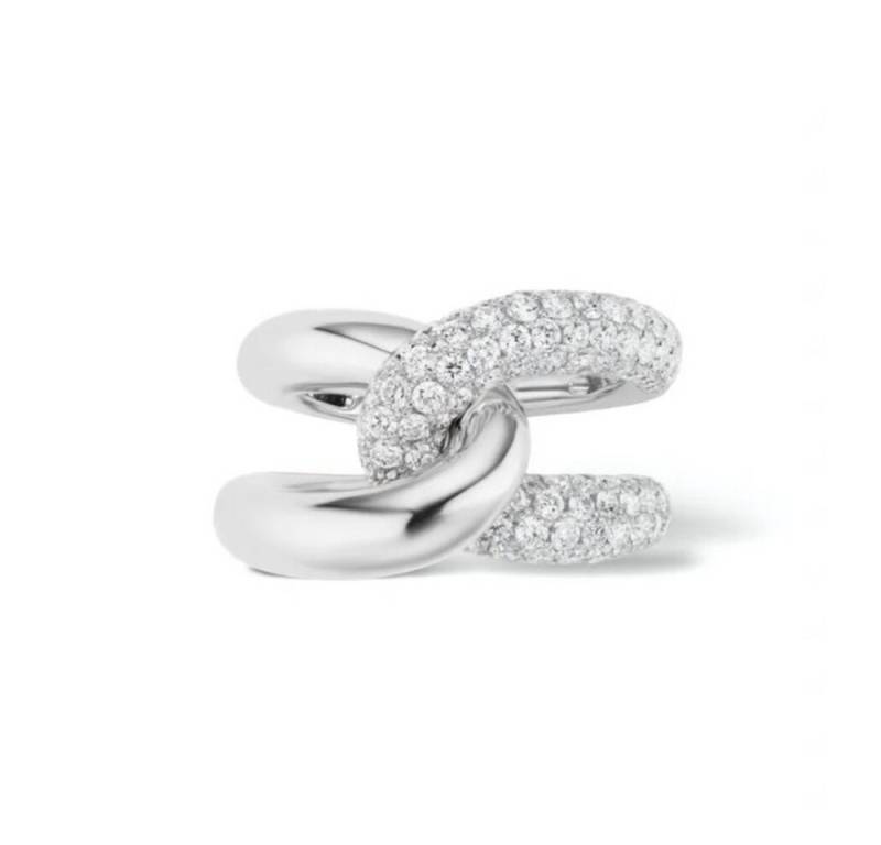 ROUGEMONT Silberring Massiver Bicolor Trend Damen Ring 925 Sterling Silber 18 K Gold, Wasserfest von ROUGEMONT