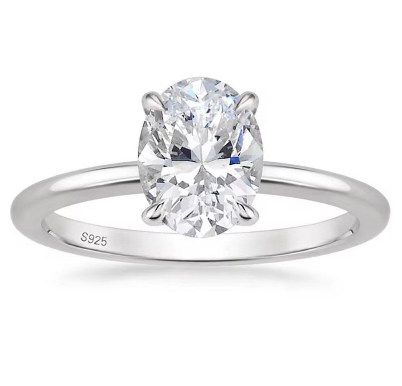 ROUGEMONT Solitärring Extravaganter Damen Solitär Ring Verlobungsring Oval 925 Silber, Echtschmuck von ROUGEMONT