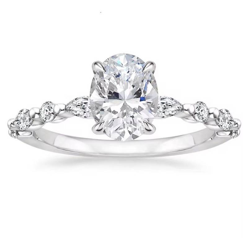 ROUGEMONT Solitärring Extravaganter Moissanit Oval Cut Damen Ring 925 Silber 18k Gold von ROUGEMONT