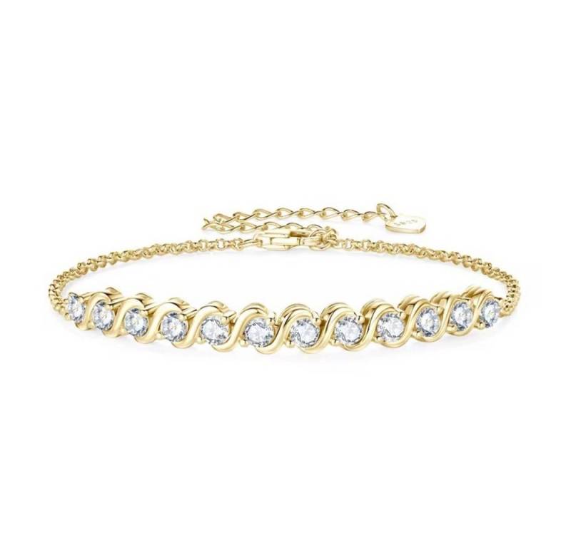 ROUGEMONT Tennisarmband Funkelnden Moissanit Damen Tennisarmband 925 Sterling Silber 18K Gold, Echtschmuck mit Echtheitszertifikat von ROUGEMONT