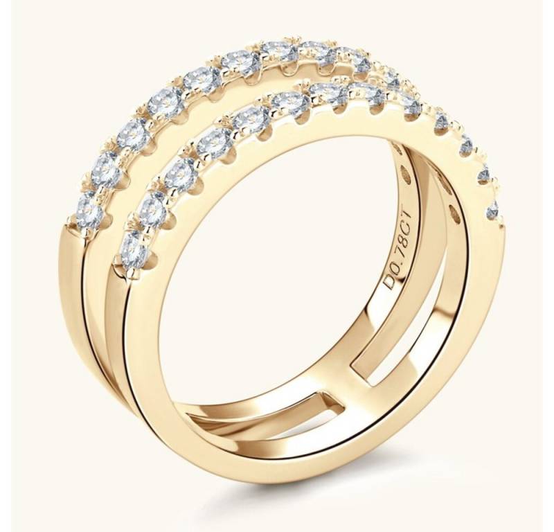 ROUGEMONT Verlobungsring Handgefertigter Moissanit Ring 925 Silber Ring 18K Gold+Zertifikat, Echtschmuck mit Echtheitszertifikat von ROUGEMONT