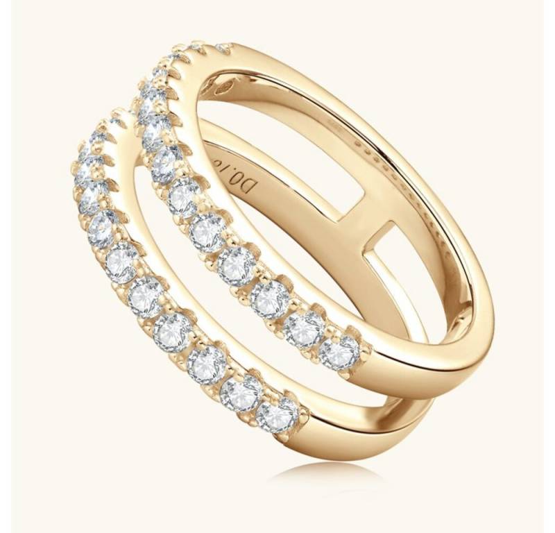 ROUGEMONT Verlobungsring Handgefertigter Moissanit Ring 925 Silber Ring 18K Gold+Zertifikat, Echtschmuck mit Echtheitszertifikat von ROUGEMONT