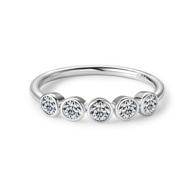 ROUGEMONT Verlobungsring Strahlender Moissanit Damen Ring mit Echtheitszertifikat 925 Silber, Echtschmuck mit Echtheitszertifikat von ROUGEMONT