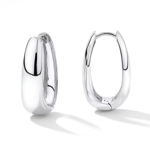 Wasserfeste Damen Creolen Ohrringe -Hypoallergen-für empfindliche Haut-18K Gold/Weißgold plattiert-mit stilvoller Geschenkverpackung von ROUGEMONT Jewellery (Silber) von ROUGEMONT