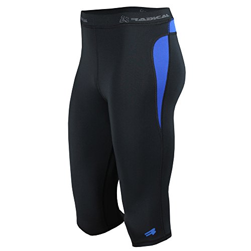 ROUGH RADICAL Herren Funktions Laufhose Fitnesshose Tights Rapid 3/4 (M, schwarz/blau) von ROUGH RADICAL