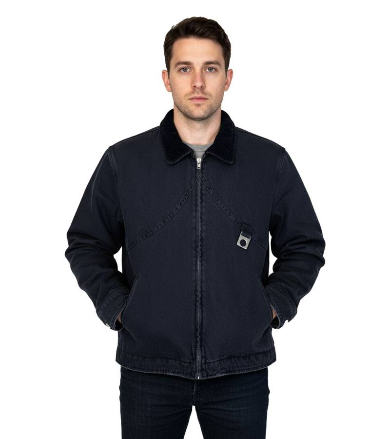 ROUGH. Herren Jeans-Jacke mit Reißverschluss Übergangs-Jacke Herbst-Jacke Schwarz von ROUGH.