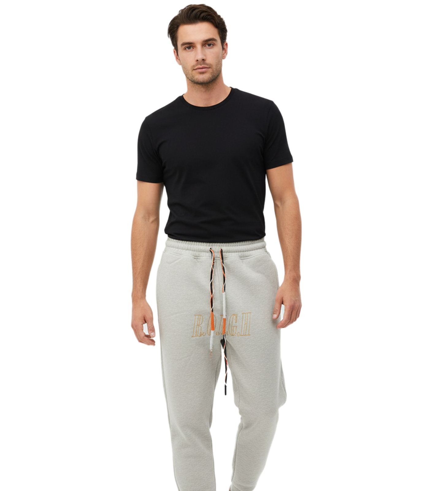 ROUGH. Nabe Herren Jogginghose mit Logo-Stickerei Baumwoll-Hose Grau von ROUGH.