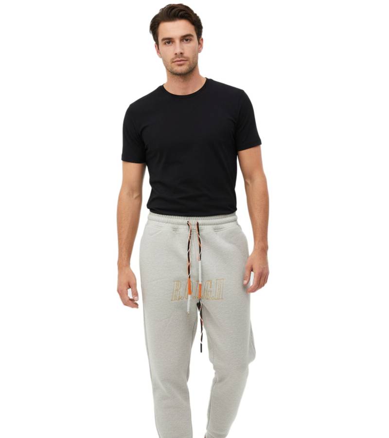 ROUGH. Nabe Herren Jogginghose mit Logo-Stickerei Baumwoll-Hose Grau von ROUGH.