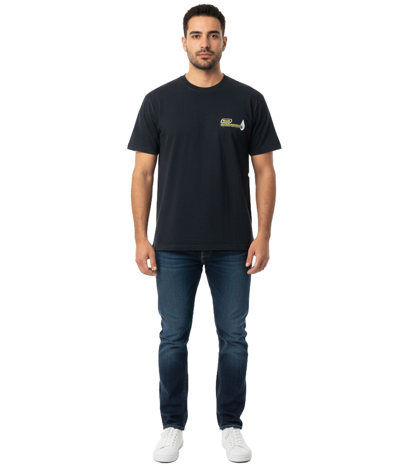 ROUGH. Herren T-Shirt mit großem Rücken-Print Kurzarm-Shirt Baumwoll-Shirt Schwarz von ROUGH.