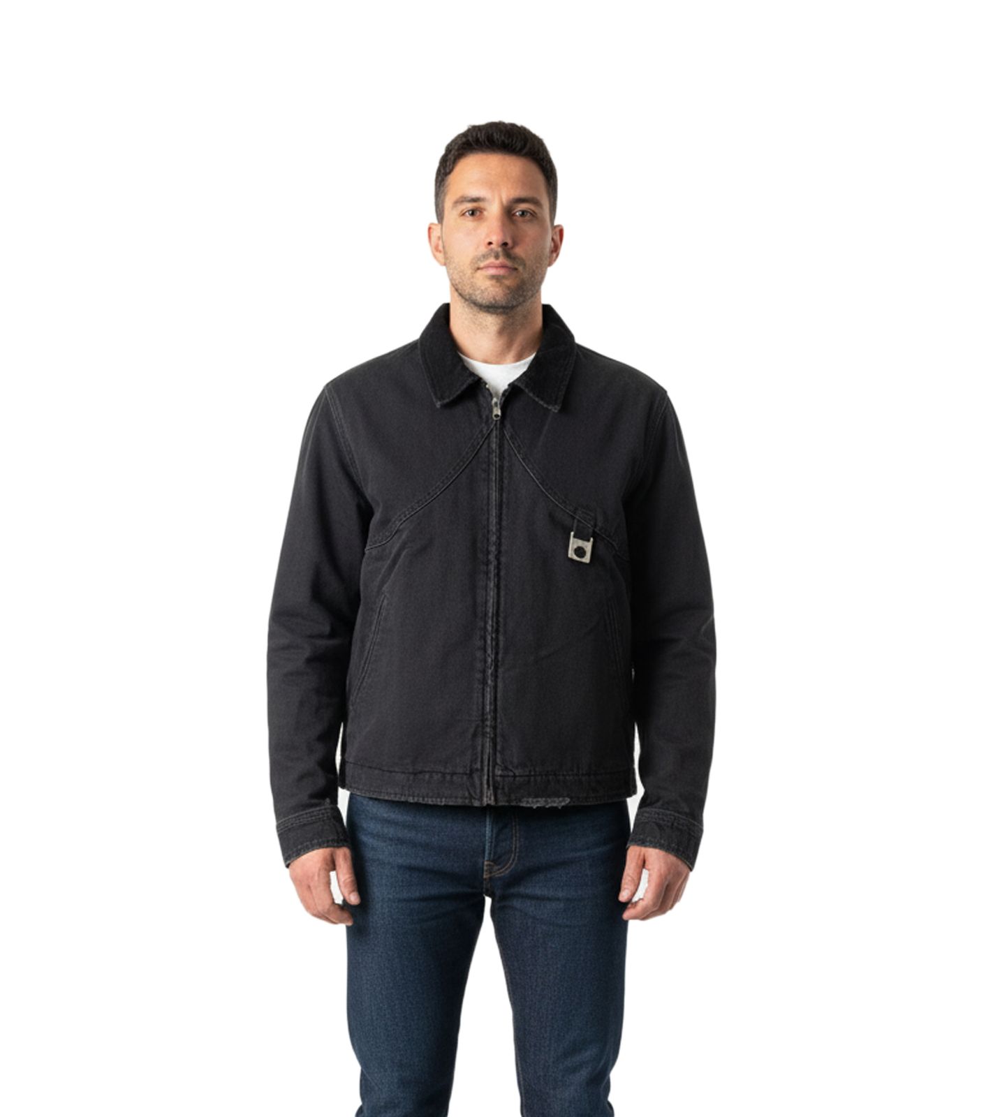 Rough. Over Übergangsjacke mit Logo auf der Rückseite und einem Cord kragen Schwarz von ROUGH.