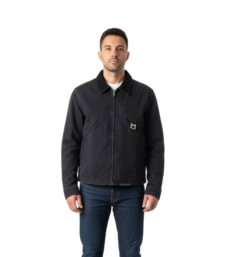 Rough. Over Übergangsjacke mit Logo auf der Rückseite und einem Cord kragen Schwarz von ROUGH.