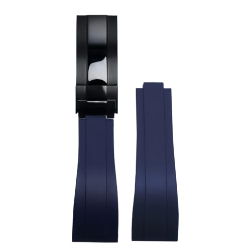 ROUHO 20mm Silikon Gummi Uhrband Schiebeverschluss Verschluss Ersatz Uhr Armband für Rolex Daytona SUB GMT-Blau + Schwarz Schnalle von ROUHO