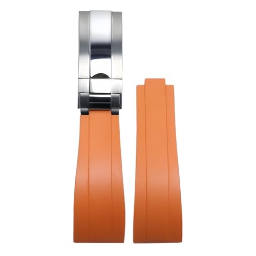 ROUHO 20mm Silikon Gummi Uhrband Schiebeverschluss Verschluss Ersatz Uhr Armband für Rolex Daytona SUB GMT-Orange + Silber Gold Schnalle ROUHO 20mm Silikon Gummi Uhrband Schiebeverschluss Verschluss Ersatz Uhr Armband für Rolex Daytona SUB GMT-Orange + Silber Gold Schnalle von ROUHO
