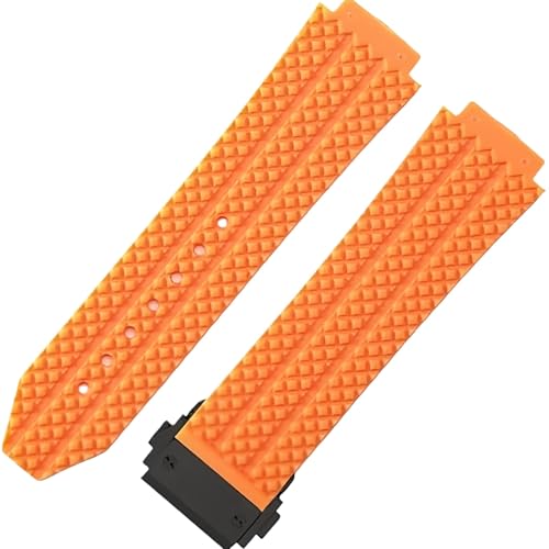 ROUHO 26 * 19mm wasserdichte Silikon Herren Uhr Armband Gummi Uhr Armband Zubehör für HUBLOT Big BANG-Orange + Schwarz Schnalle von ROUHO