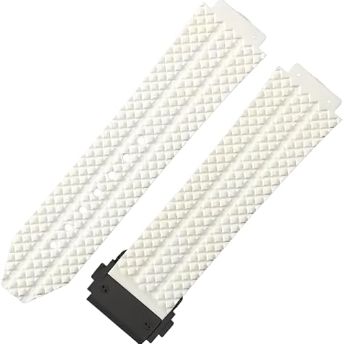 ROUHO 26 * 19mm wasserdichte Silikon Herren Uhr Armband Gummi Uhr Armband Zubehör für HUBLOT Big BANG-Weiß + Schwarz Schnalle von ROUHO