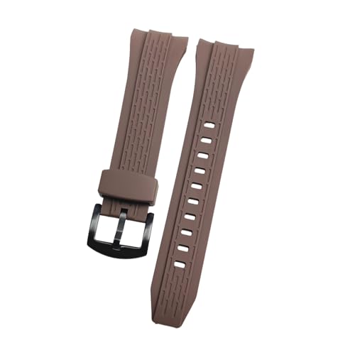ROUHO 26mm Silikon Herren Uhr Armband Schweißdicht Ersatz Gummi Uhrband für Seiko SRH006 SPC007-Arc Braun + Schwarz Schnalle von ROUHO