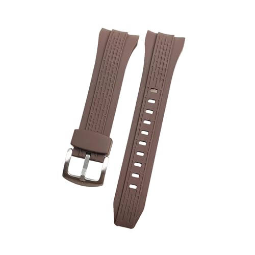ROUHO 26mm Silikon Herren Uhr Armband Schweißdicht Ersatz Gummi Uhrband für Seiko SRH006 SPC007-Arc Braun + Silber Schnalle von ROUHO