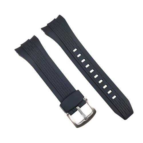 ROUHO 26mm Silikon Herren Uhr Armband Schweißdicht Ersatz Gummi Uhrband für Seiko SRH006 SPC007-Arc Schwarz + Silber Schnalle von ROUHO