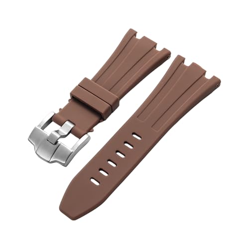 ROUHO 28 x 20mm Silikon Armband mit Pin Schnalle - Weicher Gummiband Ersatz für Audemars Piguet AP 15710 15703 26470 15707 26703-Braun von ROUHO