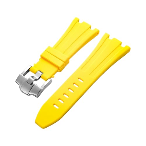 ROUHO 28 x 20mm Silikon Armband mit Pin Schnalle - Weicher Gummiband Ersatz für Audemars Piguet AP 15710 15703 26470 15707 26703-Gelb von ROUHO