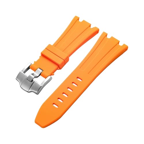 ROUHO 28 x 20mm Silikon Armband mit Pin Schnalle - Weicher Gummiband Ersatz für Audemars Piguet AP 15710 15703 26470 15707 26703-Orange von ROUHO