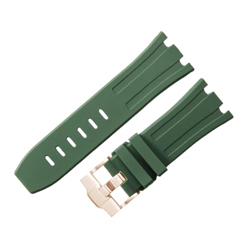 ROUHO 28 x 24mm Modifizierte Silikon Uhr Armband Verstellbare Pin Schnalle Uhrband für Audemars Piguet AP Royal Oak Offshore Diver 15710 15703 26470 15707 26703-Grün von ROUHO