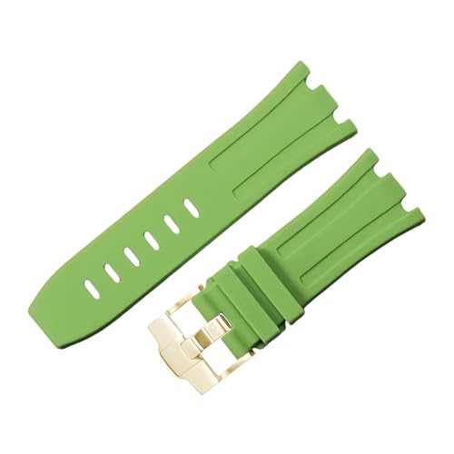 ROUHO 28mm Fluor Gummi Silikon Uhr Armband Wasserdicht Uhrband für Audemars Piguet AP Royal Oak Offshore Diver 15710 15703 26470 15707 26703-Cyan von ROUHO