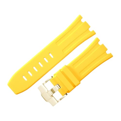 ROUHO 28mm Fluor Gummi Silikon Uhr Armband Wasserdicht Uhrband für Audemars Piguet AP Royal Oak Offshore Diver 15710 15703 26470 15707 26703-Gelb von ROUHO