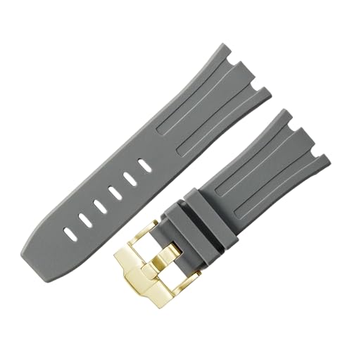 ROUHO 28mm Fluor Gummi Silikon Uhr Armband Wasserdicht Uhrband für Audemars Piguet AP Royal Oak Offshore Diver 15710 15703 26470 15707 26703-Grau von ROUHO