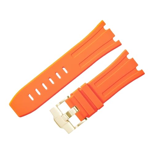 ROUHO 28mm Fluor Gummi Silikon Uhr Armband Wasserdicht Uhrband für Audemars Piguet AP Royal Oak Offshore Diver 15710 15703 26470 15707 26703-Orange von ROUHO