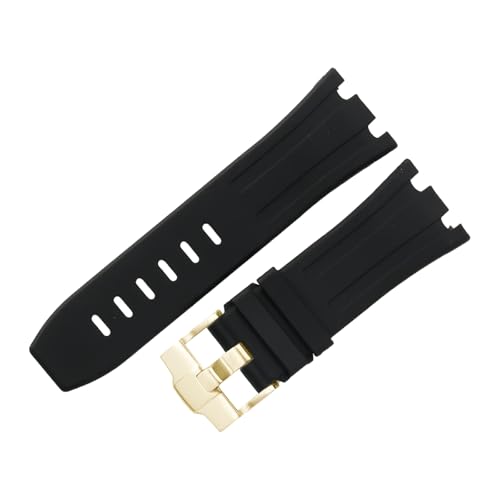 ROUHO 28mm Fluor Gummi Silikon Uhr Armband Wasserdicht Uhrband für Audemars Piguet AP Royal Oak Offshore Diver 15710 15703 26470 15707 26703-Schwarz von ROUHO