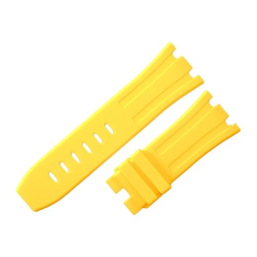 ROUHO 28mm Herren Silikon Uhr Armband Gummi Ersatz Uhrband Zubehör für AP Audemars Piguet Royal Oak Offshore Diver 15703-Gelb von ROUHO