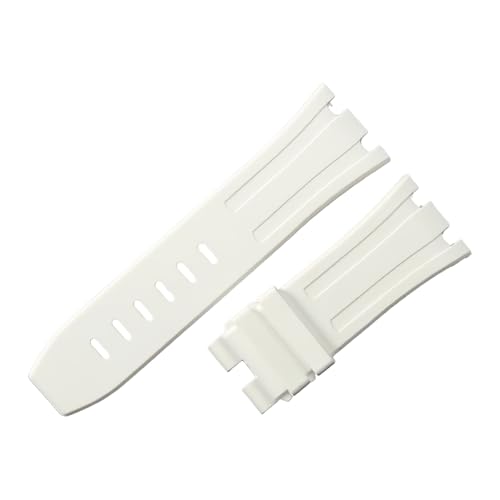 ROUHO 28mm Herren Silikon Uhr Armband Gummi Ersatz Uhrband Zubehör für AP Audemars Piguet Royal Oak Offshore Diver 15703-Weiß von ROUHO