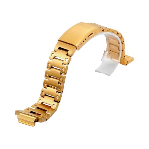 ROUHO Edelstahl Deployant-Schließe Uhrarmband Metall Uhr-Armband für G-Shock DW5600-Gold von ROUHO