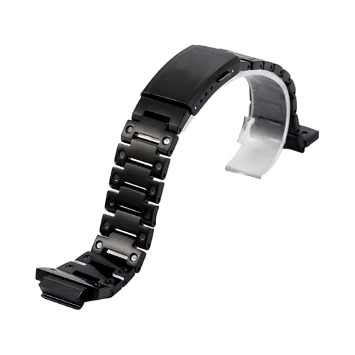 ROUHO Edelstahl Deployant Schnalle Uhrarmband Metallisches Uhr-Armband für G-Shock DW5610-Schwarz von ROUHO