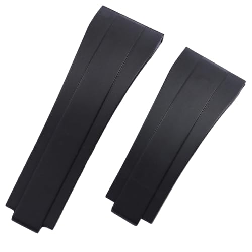 ROUHO Silikon Gummi Ersatz Uhr Armband Doppel Convex Uhr Armband Zubehör für Rolex Daytona Submariner-Schwarz 20mm von ROUHO