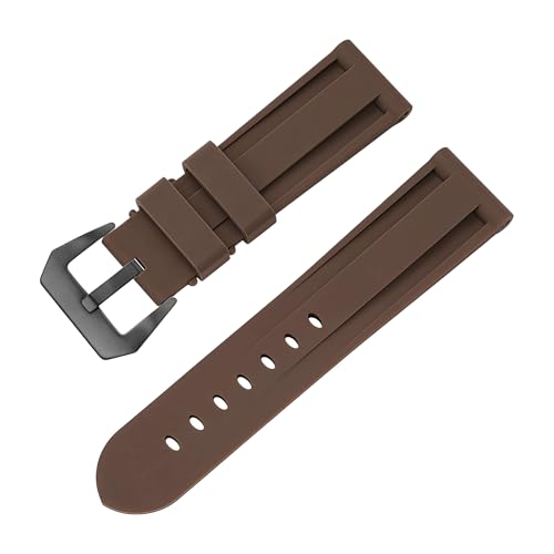 ROUHO Silikon Gummi Uhrband Wasserdicht Tauchen Männer Uhren Zubehör für Panerai PAM111/441-Kaffee 22mm von ROUHO