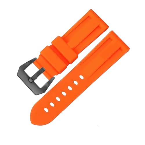 ROUHO Silikon Gummi Uhrband Wasserdicht Tauchen Männer Uhren Zubehör für Panerai PAM111/441-Orange 24mm von ROUHO