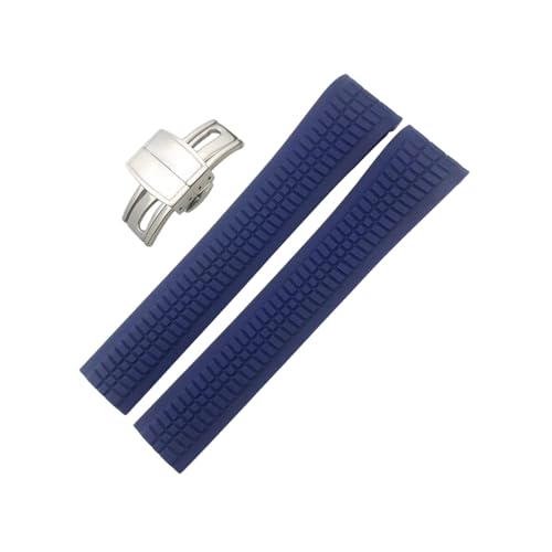 ROUHO Silikon Herren Uhr Armband verstellbar Wasserdicht Ersatz Uhrband für Patek Philippe Aquanaut 5164 5167-Blau + Silber Schnalle von ROUHO