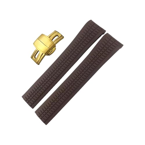 ROUHO Silikon Herren Uhr Armband verstellbar Wasserdicht Ersatz Uhrband für Patek Philippe Aquanaut 5164 5167-Braun + Gold Schnalle von ROUHO