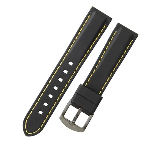 ROUHO Wasserdichtes Silikon Armband für Herren Sport Taucheruhr-Gelb 20mm von ROUHO