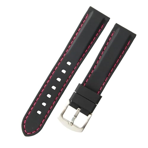 ROUHO Wasserdichtes Silikon Armband für Herren Sport Taucheruhr-Rot 22mm von ROUHO