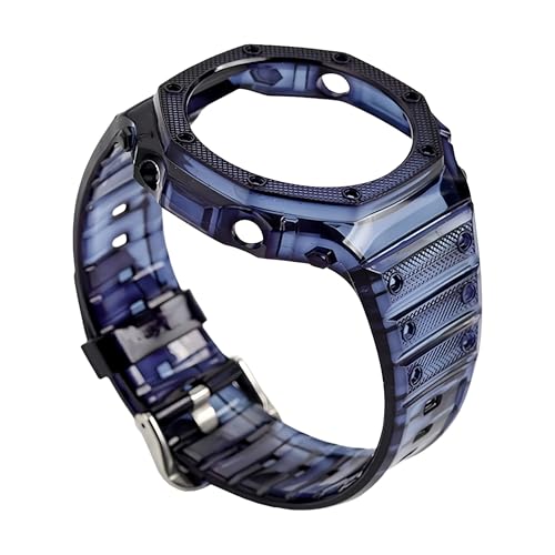 ROUHO Weiches Bezel Armband Modifikationskit Wasserdichtes Silikon Uhrarmband Gehäuseset für Casio GA2100 GA2110 GA-B2100-Tiefblau von ROUHO