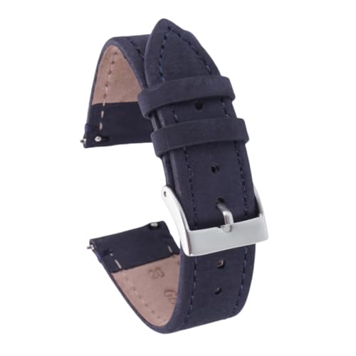 ROUREOX 16mm Vintage Uhrarmbänder Glattes Echtes Leder Armband Rostfreier Stahlverschluss Zubehör-Dunkelgrau von ROUREOX